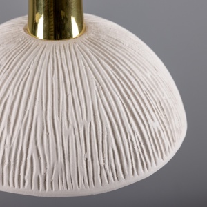Kauri Organic Ceramic Dome Pendant Light 20cm, Matte White Striped